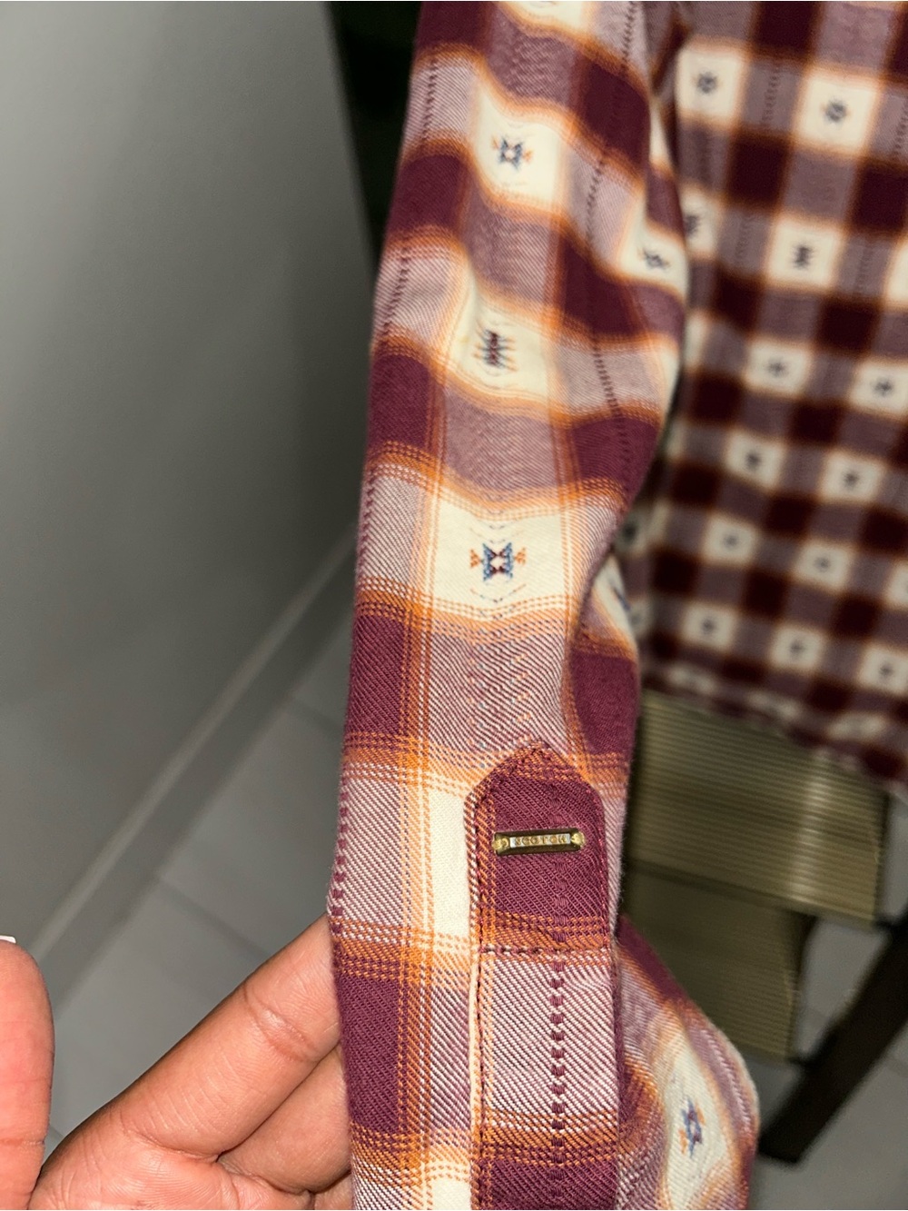 Scotch & Soda Burgundy and Cream Plaid Button-Down Shirt - Picture 4 of 5